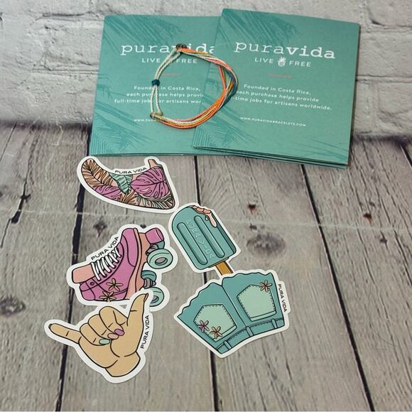Pura Vida Orange Multi-Color Bracelet and Stickers - Picture 1 of 2